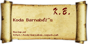 Koda Barnabás névjegykártya